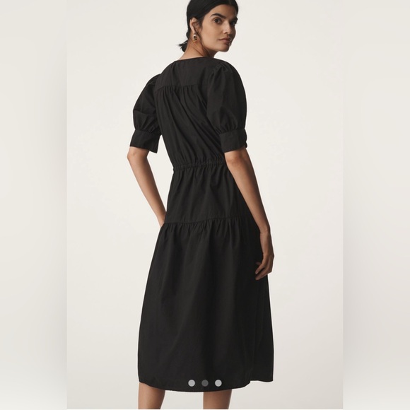 Velvet by Graham & Spencer Black Puff Sleeve Wrap Midi Dress - Picture 3 of 6
